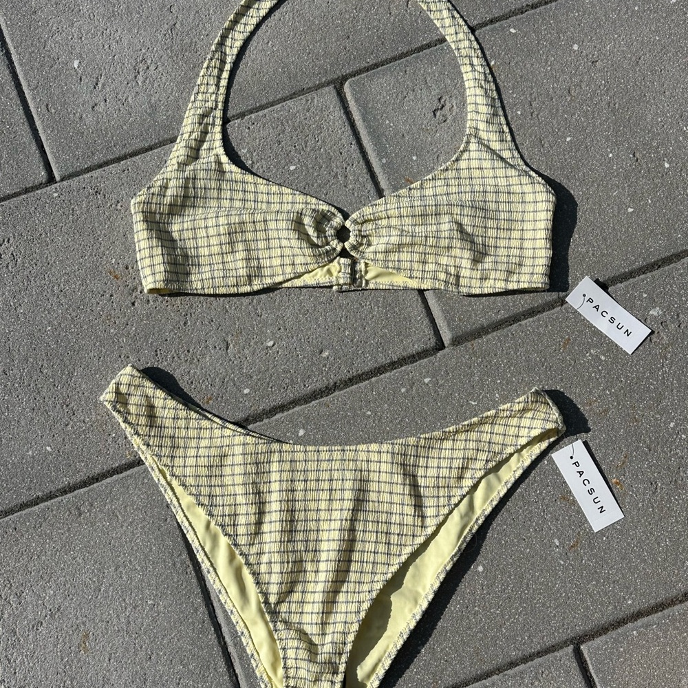 PacSun Yellow Checkered Bikini Set